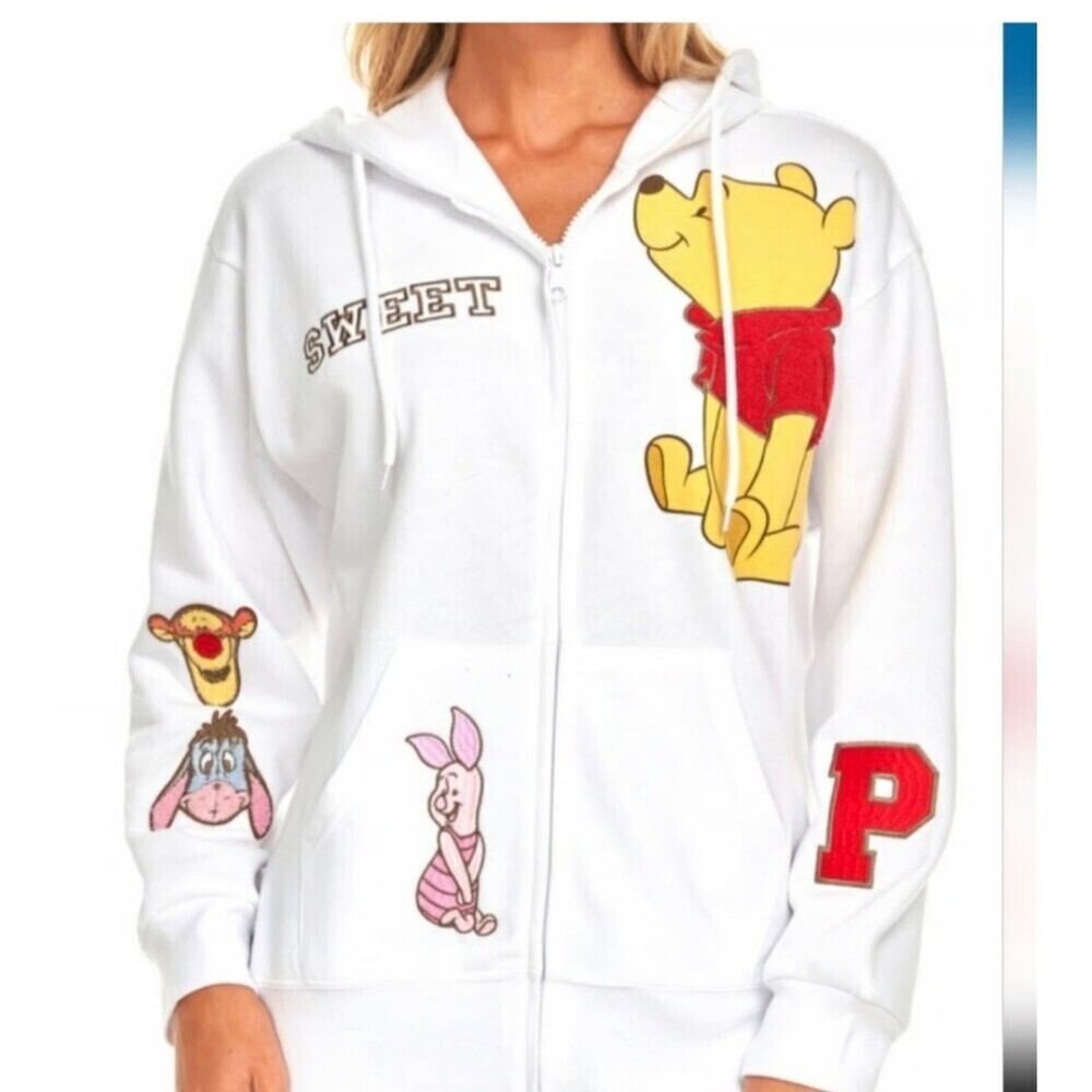 Disney Winnie the Pooh Soft Full Zip Long Sleeve Sweatshirt Jacket Hoodie SZ SM